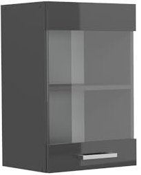 Vicco Armario de Cocina con Vidrio R-Line, Antracita Alto Brillo, 40 cm