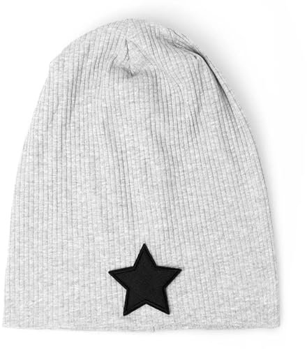 Strickmützen Hüte Mützen Caps Beanie Mütze Beanie Damenmode Pentagramm Liebe Beanie Mützen Trendy Warme Damen Herbst Winter Mütze Hip-Hop Gestreifte Beanie Cap Schwarzhellgrau-1