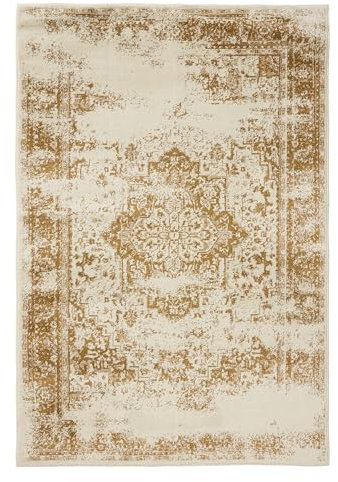 benuta Basic Teppich Suki - Creme/Gelb 60x120 cm - Kunstfaser - Rechteckig & im Style: Vintage, Orient Style - Pflegeleicht für Wohnzimmer Schlafzimmer