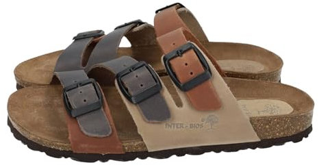 Inter Bios 7213 Sandalias de Pala Piel, con Tres Hebillas Ajustables y Suela de Corcho Mujer Sandalias Ours 42