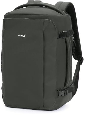 ECOHUB for Ryanair Cabin Bags 40x20x25, 20L Underseat Carry on Backpack with 14” Laptop Compartment, Water-Resistant Travel Hand Luggage Bag, Recycled Rucksack with Anti-Theft Pocket, Green