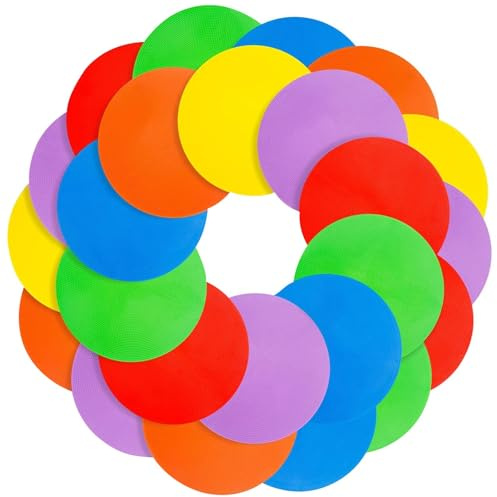 Amagogo 30 Pieces Spot Markers for Agility, Non Slip Playing Field Marking, Circle Flat Disc Markers Floor Dots for Training Dance