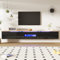 Jaxenor 180 cm TV Schrank mit 16-Farbiger LED-Beleuchtung, Modern Lowboard Wohnzimmer, TV Board Hängend mit DREI Türen, Fernsehschrank, Hochglanzoberfläche, Holzfarbe-Schwarz