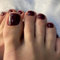 False Toenails,Wine Red Fake Toe Nail,Short Pure Cherry Red Press On Nails For Toe,Glossy Full Cover Square Toe Nails False - Seaside Stick On Toenails With Glue For Women Nail Decoration