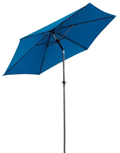 Taoplay Sonnenschirm 250 cm – Höhenverstellbar, Kippbar, UV-Schutz, Rund – Garten Parasol für Balkon, Terrasse, Patio, Balkon Sonnenschirm mit Kurbel und Fuß (No Ständer), DarkBlau