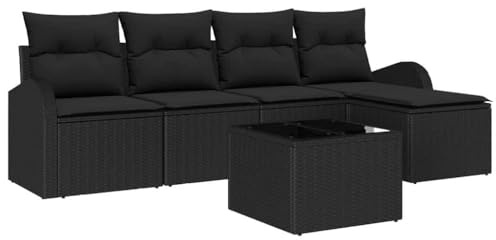 vidaXL Sofa Set 6 STK. Schwarz Poly-Rattan