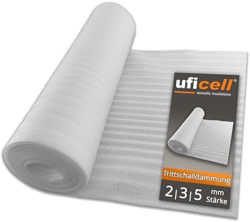 Laminat Trittschalldämmung uficell® ULTRA PE-Schaum - Stärke 5 mm - Trittschalldämmung für Laminat und Parkettböden - Dichte: 20 kg/m² (75 m² | 3 Rolle)