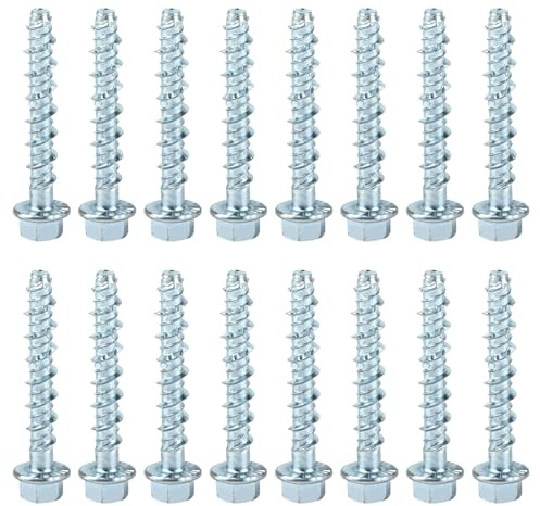 30 PcsConcrete Screws, M6 x 50mm Concrete Bolts, Masonry Screws for Brick Wall, Flange Hexagonal Head Heavy Duty Concrete Anchor Bolts Set for Masonry Wood Stone Marble Brick Screwsset