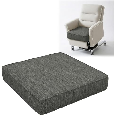 TVOOD Booster Cushions for Armchairs Dark Grey: 50x50x10cm Seat Cushion | Breathable Cotton-Linen Square Armchair Booster Cushion for Elderly Users Chairs and Sofas