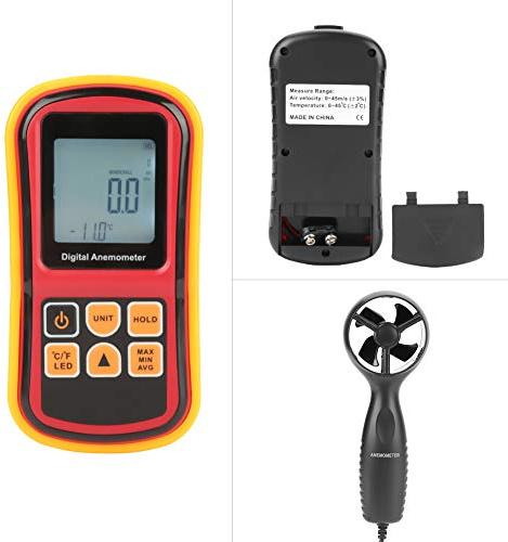Haofy Anémomètre Numérique LCD, Testeur de Vitesse de L'air pour Ventilateur D'extraction de Voilier avec Indicateur à 12 Niveaux
