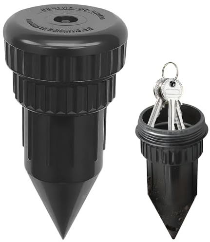 Hidden Key Holder for Outside, Sprinkler Head Key Hider, Waterproof Discrete Outdoor Vault for Garden Yard (Black)