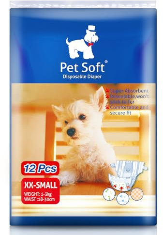 Pet Soft Einweg-Hundewindeln für Hündinnen 72 Stück, Hochsaugfähige Katzen Hunde Windeln für Hündinnen Inkontinenz, Läufigkeit, Harnwege (XXS, 72)