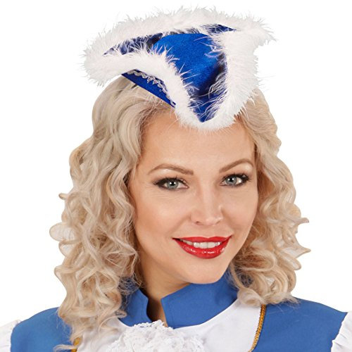 Amakando Funkenmarie Minihut Garde - blau - Funkenmariechen Fascinator Piratin Haarreif Gardehut Tanzmariechen Kostüm Accessoire Damen Mini Dreispitz Hut