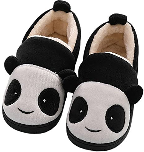 KVbabby Pantofole Bambino Invernali Pantofole Ragazze Ciabatte Bambine Warm Scarpe di Cotone Antiscivolo Interne Slipper Donne Panda Comode Nero 34-35 EU (Produttore : 240)