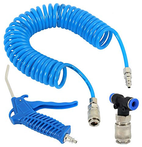Air Duster Gun, Lorry Trucks Cars Heavy Duty Air Duster Blow Gun with 5 Metre Recoil Hose Air Compressor Cleaning Tool