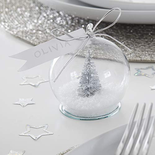 Ginger Ray Silver Christmas Tree Snow Silberne Weihnachtsbaum-Schneekugel mit Glitzer, Einheitsgröße