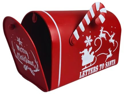 Cassetta Lettere di Babbo Natale Buca Postale Natalizia Metallo 26 x 17 cm Rossa Decorazioni Natalizie Addobbi Casa
