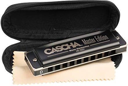 CASCHA Master Edition Blues Harmonica, hochwertige Mundharmonika in D-Dur mit Soft Case und Pflegetuch, Blues Organ