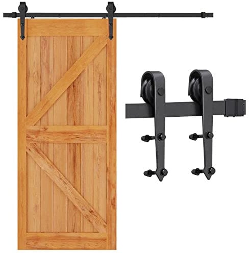 Yaheetech 6FT Sliding Barn Wood Door Hardware Closet Kit Set Steel Sliding Door Track Hardware Kit Black