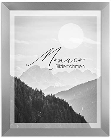 BIRAPA Monaco Bilderrahmen 35x50 cm Alu Gebürstet - Bilderrahmen Metall Optik, Alu Gebürstet Rahmen, Posterrahmen, Wechselrahmen