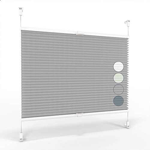 ALOHA Plissee ohne Bohren Klemmfix Grau / 65x130cm / Breite x Höhe | Faltrollo Plisseerollo Blickdicht Sonnenschutz Jalousie für Fenster & Tür