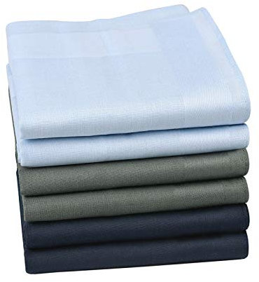HOULIFE Herren Taschentücher aus Reiner 60S Gekämmte Baumwolle 40x40cm 9/12 Farben für Alltagsgebrauch Hochzeit 12 Stücke (Blaue Serie, 6)