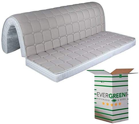 EVERGREENWEB – Matratze aus Memoryschaum 140 x 190 cm, Höhe 10 cm, Faltbare Sitzfläche für Sofa, Bettsofa, antiallergischer Bezug in weiß, orthopädisch, mit Befestigungsbändern,Bed Sofa Memory