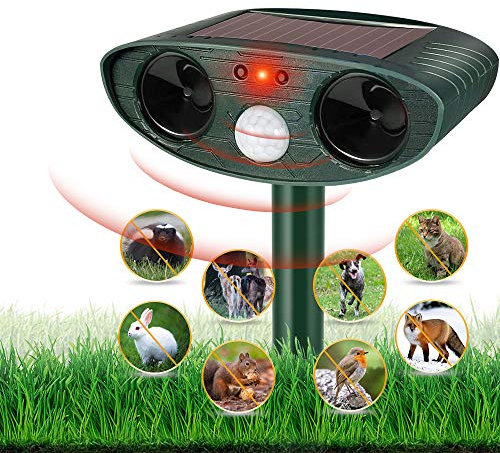 HOPSEM Cat Scarer Cat Repellent Ultrasonic Solar Powered Waterproof Animal Deterrents for Gardens Motion Activated Sensor Pest Repeller for Farm Dogs Fox Birds etc (Upgraded)