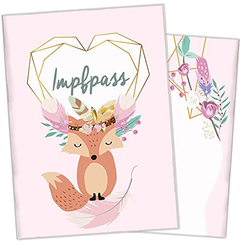 cozy racoon Impfpasshülle für Erwachsene und Kinder | Hochwertige Hülle für die Internationale Impfbescheinigung I Perfekte Schutzhülle für Dein Impfdokument I Design Boho Fuchs Rosa
