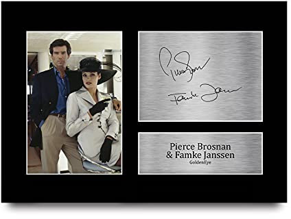 HWC Trading A4 Pierce Brosnan & Famke Janssen James Bond GoldenEye Geschenke Gedruckt, Signiert Autogramm Bild Für Film-Erinnerungsstücke-Fans