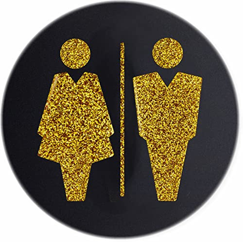 Sosenco WC Schild aus Plexiglasscheibe – Toiletten Türschild Plexiglas – WC Türdeko – Toilettenschild – WC Wegweiser - Gold