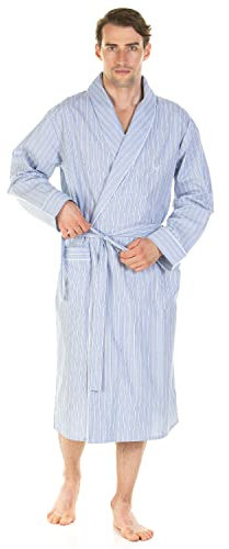 Haigman 100% Cotton Dressing Gown 7396 Light Blue Stripe Medium