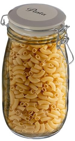 Premier Housewares Versatile and Stylish Pasta Storage Jar | Airtight Sealed Glass Jar with Lid | Ergonomic Design Mason Jar for Home Essentials