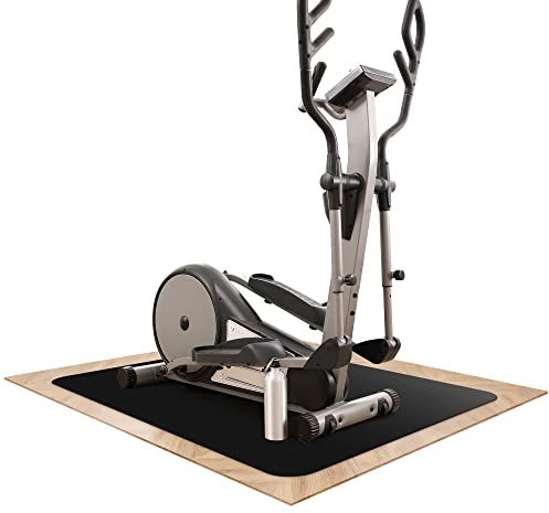 SCHMIEDWERK Bodenschutzmatte für Fitness und Sportgeräte - rutschfeste Unterlage für Crosstrainer, Heimtrainer, Rudergerät, Laufband (Schwarz, 100 x 120 cm)
