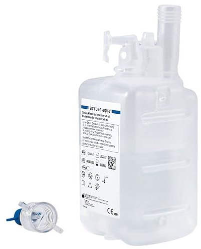 Steriles Wasser zur Inhalation, CPAP- und Sauerstofftherapie - Across Aqua / 6x 500ml / direkter Anschluss für Sauerstoffgeräte/Befeuchteradapter