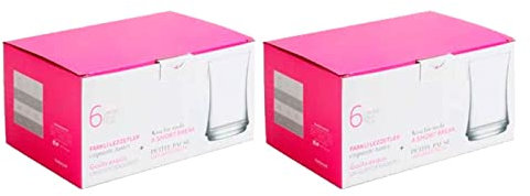 Tradineur - Pack de 2 Cajas de 6 Vasos Modelo Lune - 36,5 cl - Fabricado en Vidrio Resistente - Apto para lavavajillas - 12 Uds Totales