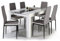 IDMarket – Conjunto de mesa de comedor Georgia, de 140 cm, blanca y gris, y 6 sillas Romane grises con ribete blanco
