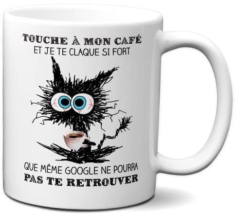 L'Esprit Des Anges Céramique Tasse-Mug Cadeau Humour - Touche à mon Café et je te Claque - Original Amusant Rigolo