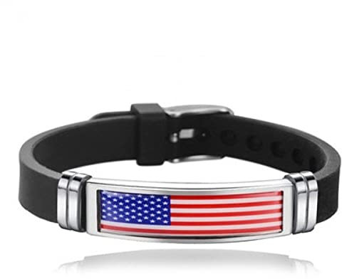 Wudaizhi Usa Flag Silikon Armband Armbänder Für Frauen Männer Verstellbare Amerika Brabänder Bangel Urlaubsaktivität Geschenke Für Fußballfan Teen Girls Jungen Jungen