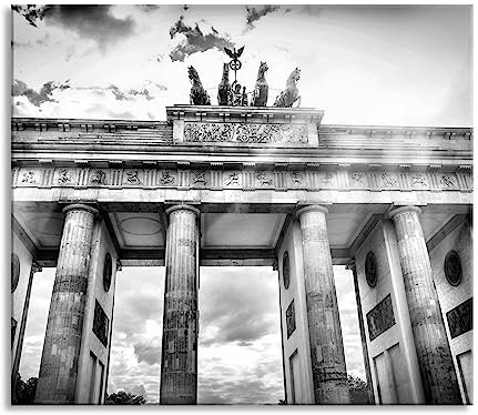 Brandenburger Tor Berlin Herdabdeckplatte & Spritzschutz aus Echtglas | Für Herd-Kochfelder | 60x52 cm