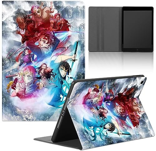 Tablet Hülle für Apple iPad (2020)/8th Gen/7/9th Gen 10.2 Zoll, Anime Kamado Tanjirou Inosuke Junge Cover, Schutzhülle PU Leder Flip Multi-Winkel Verstellbar Ständer Tablet Folio