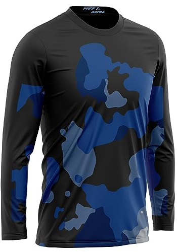 FFFF & OLFEH MTB Jersey Langarm,Mountainbike-Trikot für Männer,Motocross-Shirt Langarm,Fahrrad Trikots Motocross BMX Racing T-Shirt Downhill Radsport Kleidung