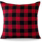 Ohok Dekorativ Vintage Kissenbezug, Polyester Leinen Plaid Zierkissenbezüge, Deko Sofakissen Couchkissen Kissenhülle Set für Schlafzimmer Wohnzimmer Sofa Couch Auto (40x40 cm, 1 Stück Rot-Schwarz)