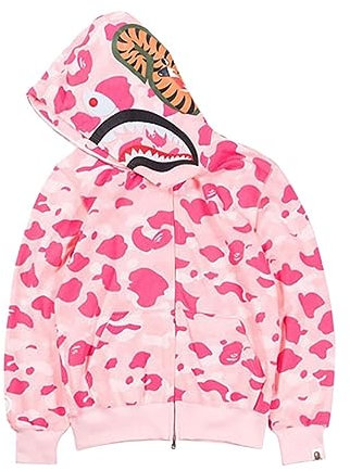 YEBIRAL Herren Bape Shark Hoodie Damen Kapuzenpullover 3D Camouflage Bape Hoodie Haikopf Shark Jacke Hip Hop Streetwear Pullover Unisex Locker Casual Sweatjacke mit Kapuze