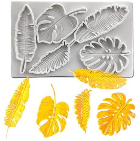 Dtoterul Blätter Silikonform Blätter Fondant Silikonformen 3D Backform Kuchen Dekorieren Blätter Fondant Kuchen Form Palme Blatt Fondant Form Silikonformen Gießformen Blätter Fondant Kuchenform