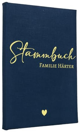 Hochzeitideal Stammbuch zur Hochzeit – Klassisch in Dunkelblau – 'Claudi' Nr. 303 – personalisierbares Familienstammbuch & Erinnerungsbuch, handgefertigt in Deutschland