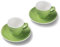 Terra Home 2er Espresso-Tassen Set - Grün, 90 ml, Glossy, Porzellan, Dickwandig, Spülmaschinenfest, italienisches Design - Kaffee-Tassen Set mit Untertassen