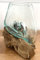 My Square Mile Molten Glass Round Decorative Bowl On Wood Root Stand Glass Rustic Ornament Sculpture Key Sweet Display Dish