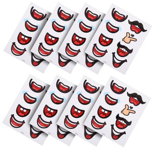 10 BläTter Selbstklebende Lippenaufkleber, Diy Mund Sticker FüR Cartoon Animation, Mehrfarbig, 19x15.5cm, FüR Dekoration Und Basteln