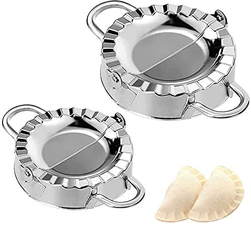 2 Stück Edelstahl Maultaschen Former, Knödel Schimmel, für Pasta Dumpling Teigtaschen (klein 7.6 cm,groß 9.5 cm)